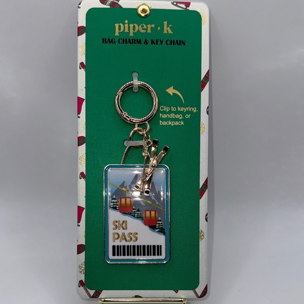 Piper K Ski Pass Bag Charm Keychain